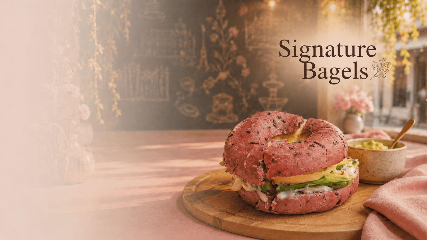 Signature Bagel von Aix-le-Café auf einem Holzbrett, Grosskölnstrasse Aachen